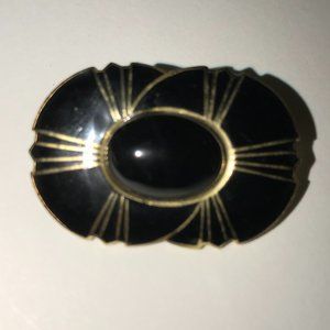 Vintage Oblong Black and gold Mona So Pin